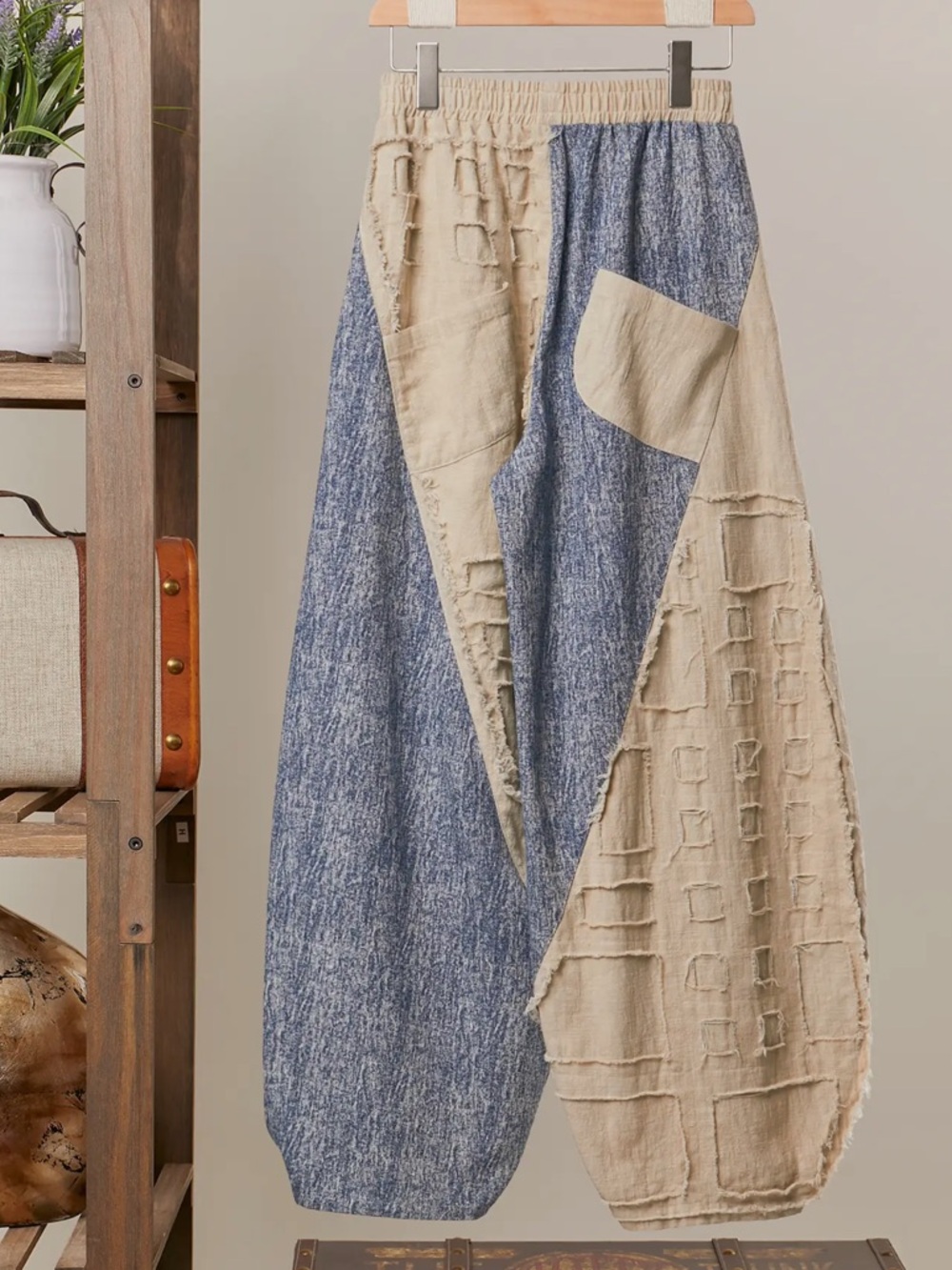 🌟SALE🌟Textured Grid Patch Balloon Pants - Picture 6 of 6